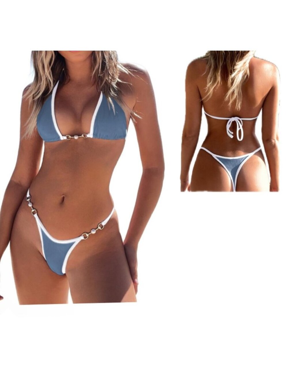 Triangle Thong Bikini Sexy Brazilian Two Piece Swimsuit Size Small